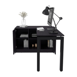 English Elm Beattie Rotating L-shaped Home Office Desk Engineered Wood Matte Black Finish B092S00299