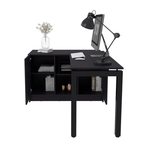 English Elm Beattie Rotating L-shaped Home Office Desk Engineered Wood Matte Black Finish B092S00299