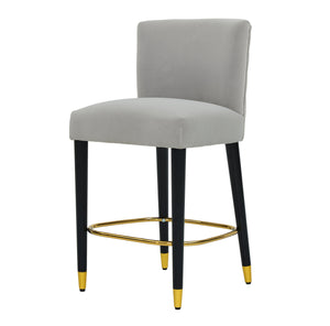 English Elm Christopher Knight Home® - 27inch-counterstool, modern rubberwood frame with light fabric upholstery, gold circular footrest accent Grey N780P224409G