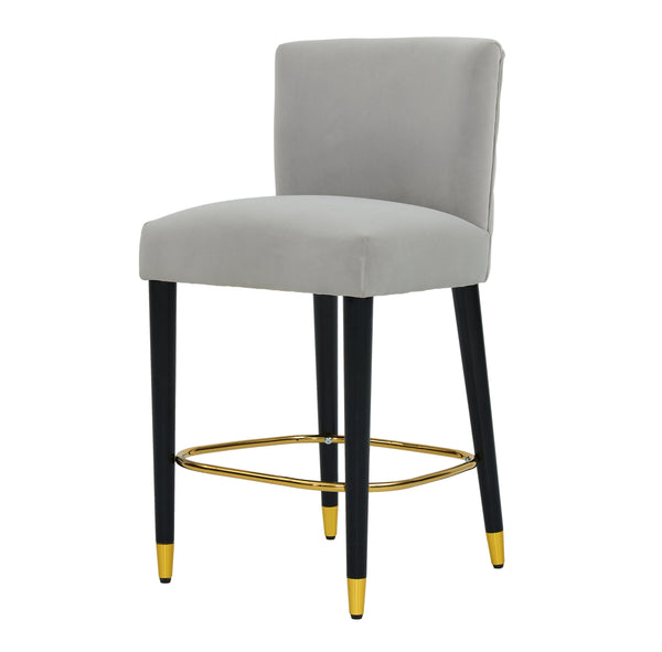 English Elm Christopher Knight Home® - 27inch-counterstool, modern rubberwood frame with light fabric upholstery, gold circular footrest accent Grey N780P224409G