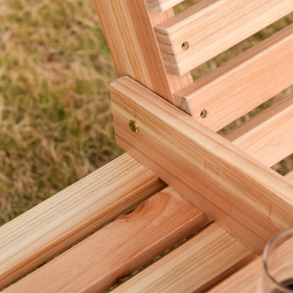 English Elm Outsunny 3-Seater Wooden Porch Swing With Folding Armrest, Cup Holders, Chains - Perfect For Patios! W2225P174119-GIGA