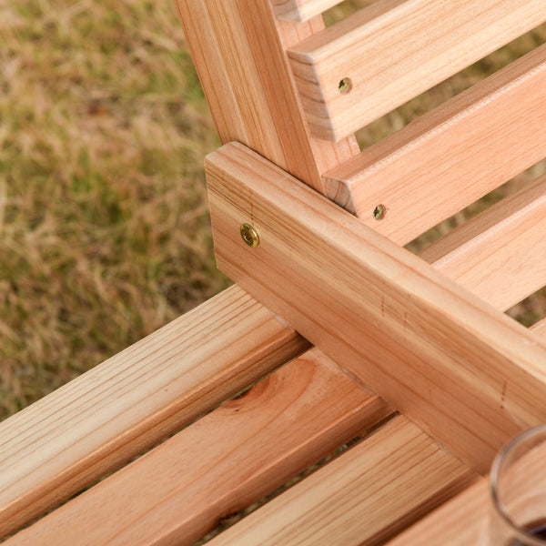 English Elm Outsunny 3-Seater Wooden Porch Swing With Folding Armrest, Cup Holders, Chains - Perfect For Patios! W2225P174119-GIGA