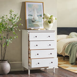 4-Drawer Solid Wood Dresser White BR4DDRWH-T Walker Edison