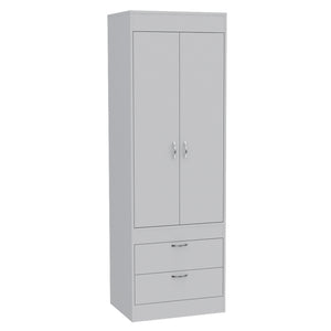 English Elm Alabama Armoire with Spacious Cabinet, Closet Rod & Two Drawers for Organized Bedroom Storage White 74 L x 23 W x 4 H B128P148850