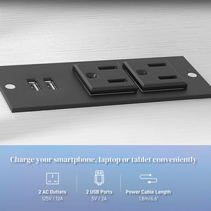English Elm Homcom 61 Inch Gaming Desk with Led Strip Power Outlets Shelves Monitor Stand W2225P217259