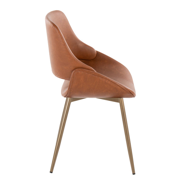English Elm Fabrico Contemporary Accent Chair with Antique Copper Legs and Plush Faux Leather Upholstery Set Camel B202S01239