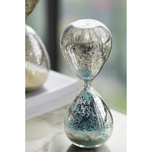 English Elm Set Of 2 Elegant 10" Silvered Hourglasses With Jade Sand - Timeless Home Decor & Functional Timer W2078P278428-GIGA