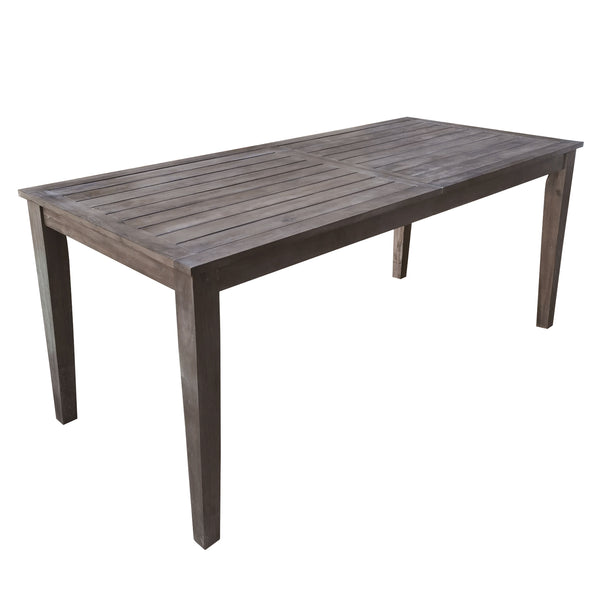 English Elm U_Style Acacia Wood Outdoor Dining Set for Patio and Backyard - 6 Chairs, Beige Cushions, Durable Gray WY000446AAE