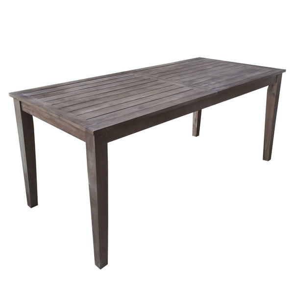 English Elm U_style Solid Acacia Wood Patio Dining Set Six Stackable Chairs Cushions Modern Outdoor Gray WY000459AAE