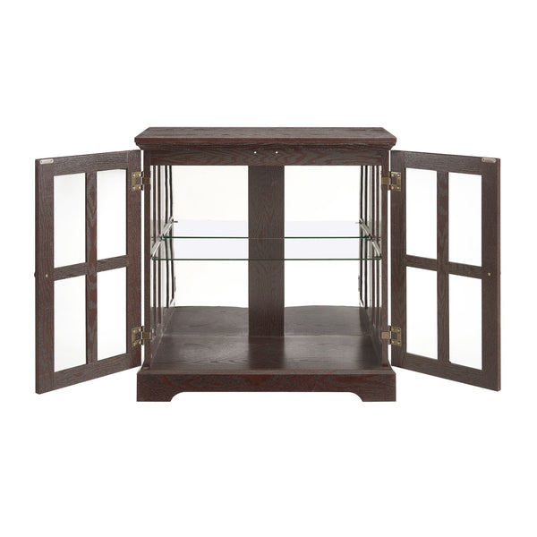 English Elm Led Curio Display Cabinet - Antique Cherry Showcase With Adjustable Shelves & Colorful Illumination W1758P387891