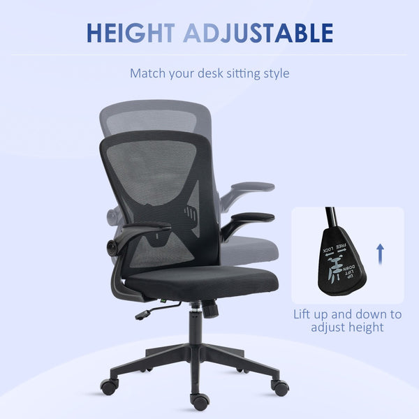 English Elm Vinsetto Ergonomic Mid-Back Mesh Office Chair With Lumbar Support, Adjustable Height & Flip-Up Arms W2225P229361-GIGA