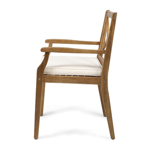 English Elm Christopher Knight Home® - PERLA Outdoor Dining Chair Set of 2 with Water‑Resistant Cushions, Acacia Wood, Comfortable Seating Cream,Teak N762P251938A