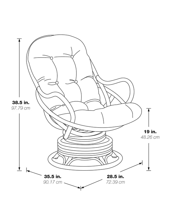 OSP Home Furnishings Kauai Rattan Swivel Rocker Chair Red