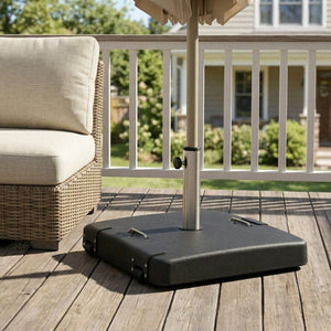 English Elm Malden Square Concrete Filled Resin Patio Umbrella Base with Wheels for Outdoor Use N775P407239B