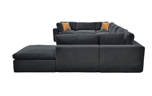 English Elm Coffee Bean Upholstered Modular Sectional Sofa with Toss Pillows Lounge Style Dark Gray B2748S00085