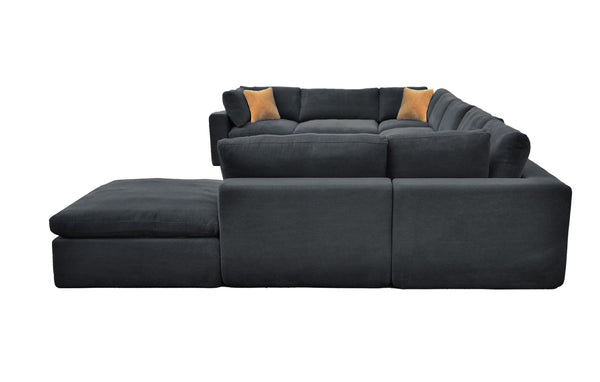English Elm Coffee Bean Upholstered Modular Sectional Sofa with Toss Pillows Lounge Style Dark Gray B2748S00085