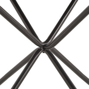 Round Birch Veneer Dining Table Starburst Inlay Iron Pedestal Seats 4