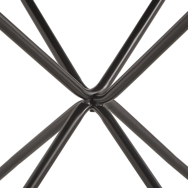 Round Birch Veneer Dining Table Starburst Inlay Iron Pedestal Seats 4