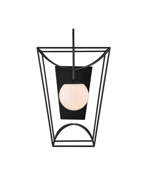 Currey & Company Rochefort Outdoor Wall Sconce Matte Black Metal Frosted Globe Mid-Century Modern Light 5500-0046