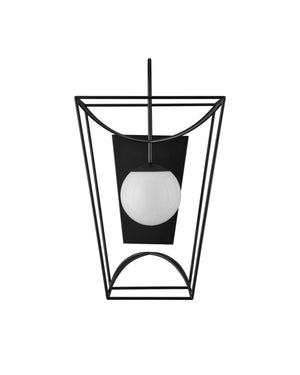 Currey & Company Rochefort Outdoor Wall Sconce Matte Black Metal Frosted Globe Mid-Century Modern Light 5500-0046