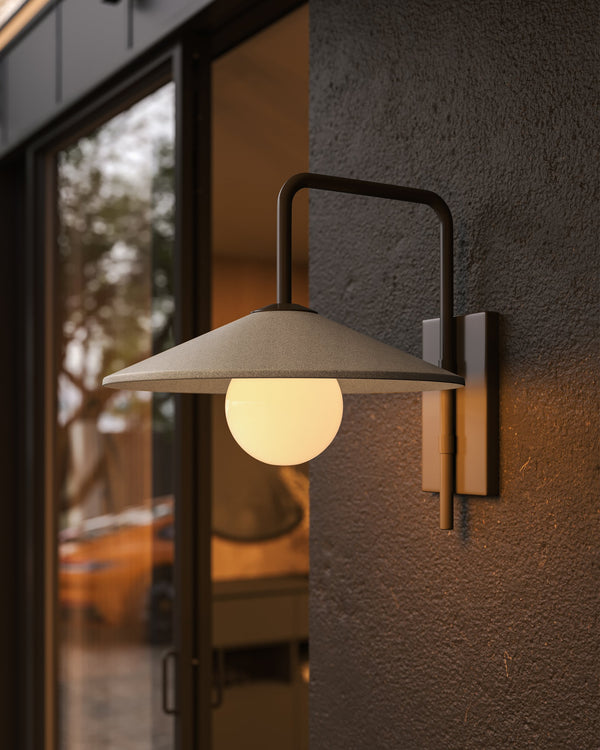 Currey & Company Bothy Cast Concrete Outdoor Wall Sconce Modern Farmhouse Porch Patio Light 5500-0058