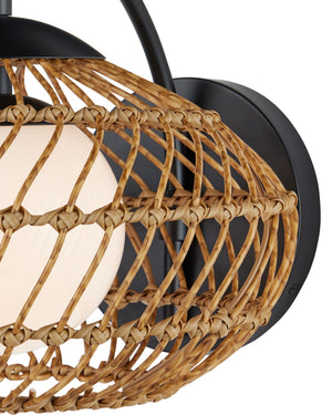 Currey & Company Carriage Outdoor Wall Sconce Wicker Lantern Wet Rated for Porch or Garden Entry 5500-0060