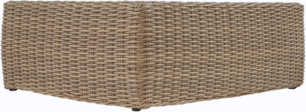 Meridian Furniture Seacrest Solid Teak Woven Wicker Outdoor Patio Coffee Table for Lounge Decks and Garden Areas Natural 55001-CT