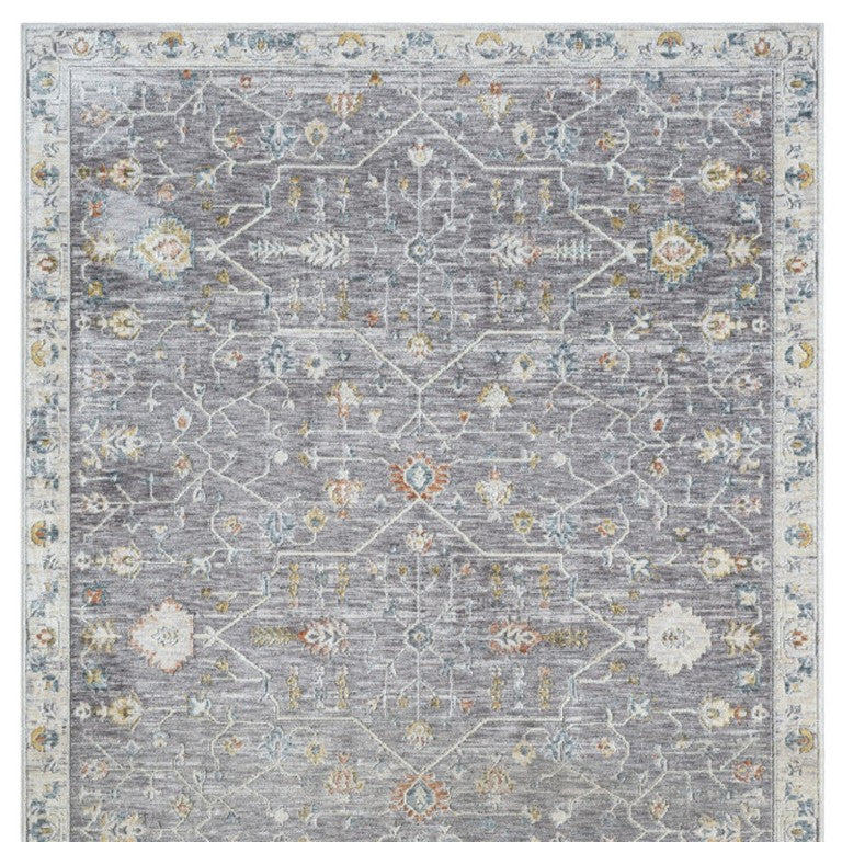 Floral Area Rug Machine Woven Soft Polyester Traditional Style for Living or Dining Room