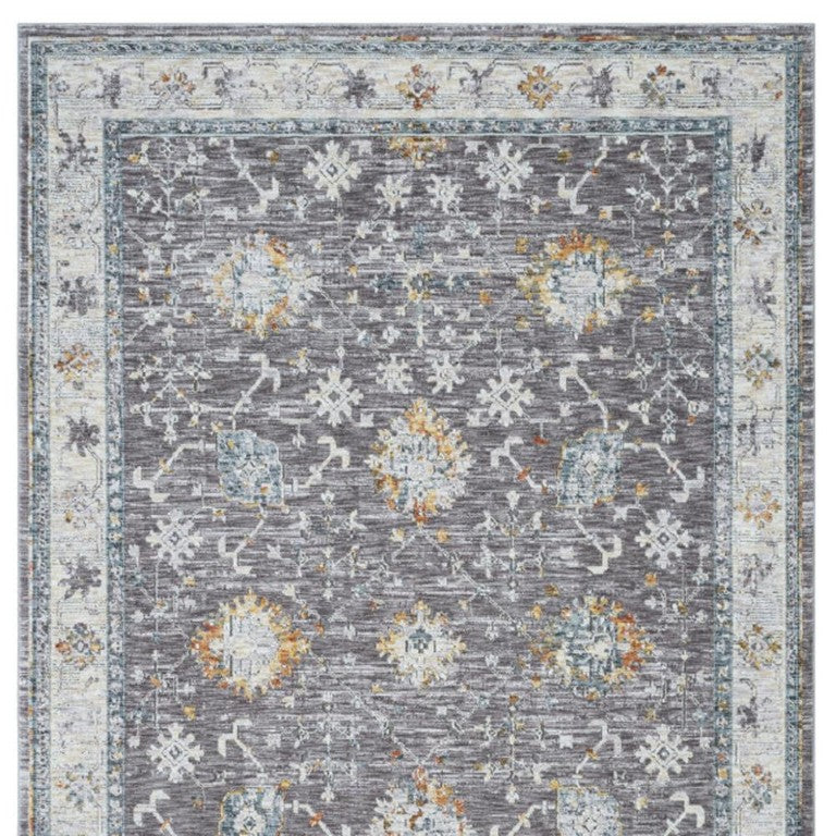 10 Ft X 14 Ft Floral Polyester Area Rug in Neutral Gray Ivory Tones for Living Rooms
