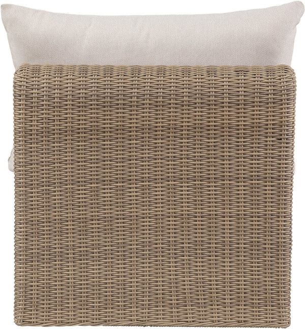 Meridian Furniture Seacrest Modular Wicker Patio Armless Chair Aluminum Frame Uv Resistant Olefin Cushion Outdoor Beige 55001Beige-Armless