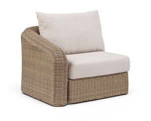 Meridian Furniture Seacrest Modular Wicker Aluminum Left Arm Outdoor Chair with Water Resistant Olefin Cushion Beige 55001Beige-LAF