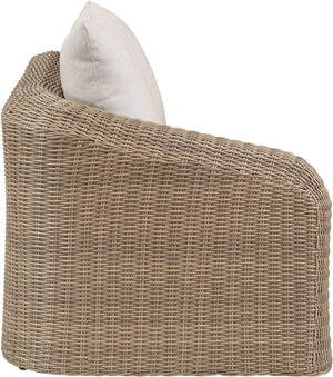 Meridian Furniture Seacrest Modular Wicker Aluminum Left Arm Outdoor Chair with Water Resistant Olefin Cushion Beige 55001Beige-LAF