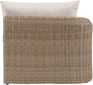 Meridian Furniture Seacrest Modular Wicker Aluminum Left Arm Outdoor Chair with Water Resistant Olefin Cushion Beige 55001Beige-LAF