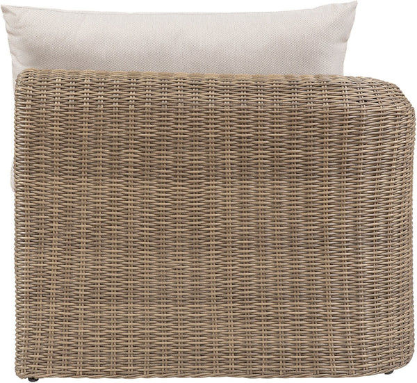 Meridian Furniture Seacrest Modular Wicker Aluminum Left Arm Outdoor Chair with Water Resistant Olefin Cushion Beige 55001Beige-LAF