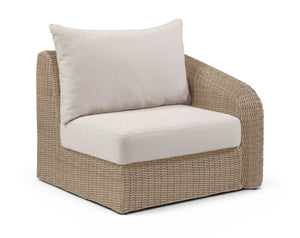 Meridian Furniture Seacrest Wicker Outdoor Patio Right Arm Chair with Uv Resistant Cushion for Modular Sectional Sets Beige 55001Beige-RAF