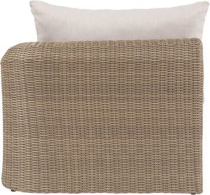 Meridian Furniture Seacrest Wicker Outdoor Patio Right Arm Chair with Uv Resistant Cushion for Modular Sectional Sets Beige 55001Beige-RAF
