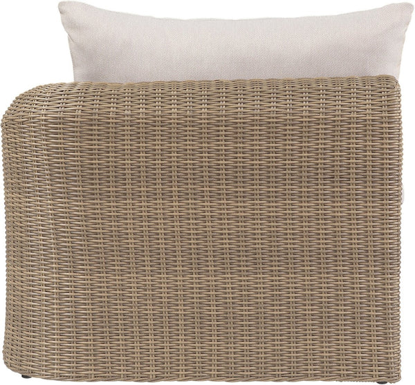 Meridian Furniture Seacrest Wicker Outdoor Patio Right Arm Chair with Uv Resistant Cushion for Modular Sectional Sets Beige 55001Beige-RAF