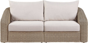 Meridian Furniture Seacrest Modular Outdoor Wicker Loveseat Aluminum Frame Uv Resistant Olefin Fabric Patio Seating Beige 55001Beige-S2