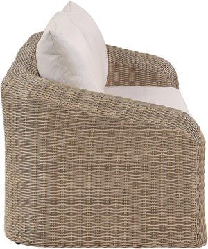 Meridian Furniture Seacrest Modular Outdoor Wicker Loveseat Aluminum Frame Uv Resistant Olefin Fabric Patio Seating Beige 55001Beige-S2