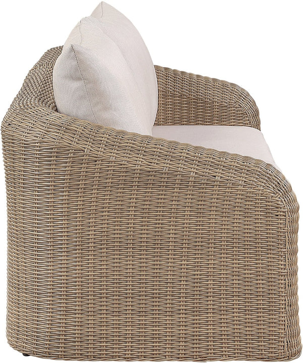 Meridian Furniture Seacrest Modular Outdoor Wicker Loveseat Aluminum Frame Uv Resistant Olefin Fabric Patio Seating Beige 55001Beige-S2