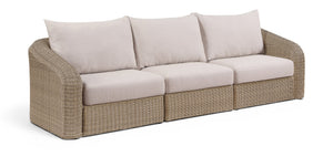 Meridian Furniture Seacrest 3 Piece Wicker Modular Outdoor Sectional Sofa with Olefin Cushions 55001Beige-S3