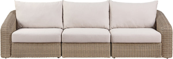 Meridian Furniture Seacrest 3 Piece Wicker Modular Outdoor Sectional Sofa with Olefin Cushions 55001Beige-S3