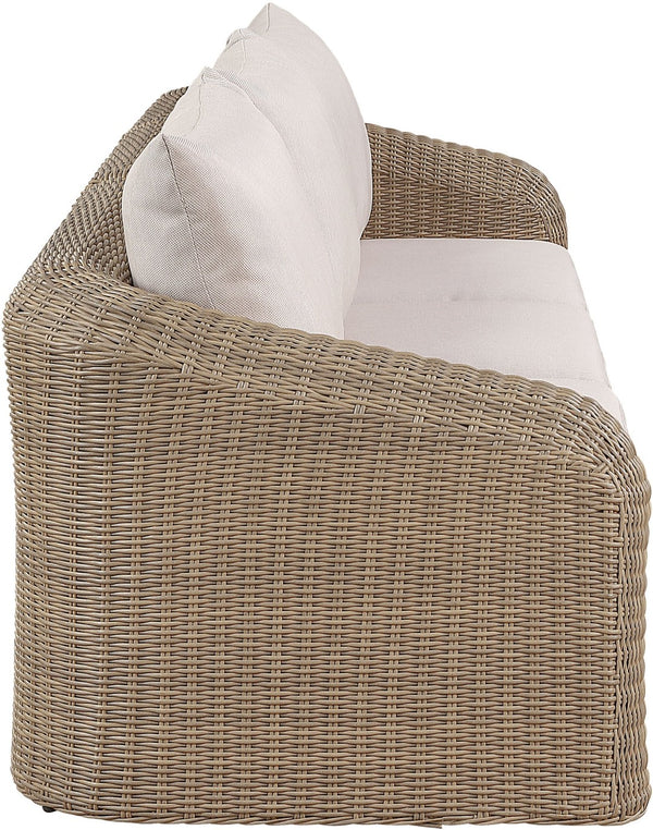 Meridian Furniture Seacrest 3 Piece Wicker Modular Outdoor Sectional Sofa with Olefin Cushions 55001Beige-S3