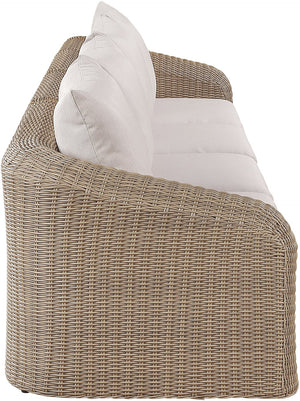 Meridian Furniture Seacrest Four Piece Wicker Modular Outdoor Sectional with Uv Resistant Olefin Cushions 55001Beige-S4