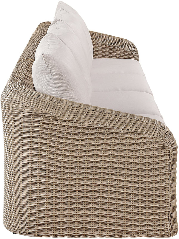 Meridian Furniture Seacrest Four Piece Wicker Modular Outdoor Sectional with Uv Resistant Olefin Cushions 55001Beige-S4