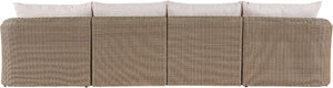 Meridian Furniture Seacrest Four Piece Wicker Modular Outdoor Sectional with Uv Resistant Olefin Cushions 55001Beige-S4