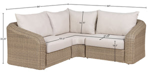 Meridian Furniture Seacrest Outdoor Modular Sectional Wicker and Olefin Fabric Resort Patio Seating 55001Beige-Sec3A