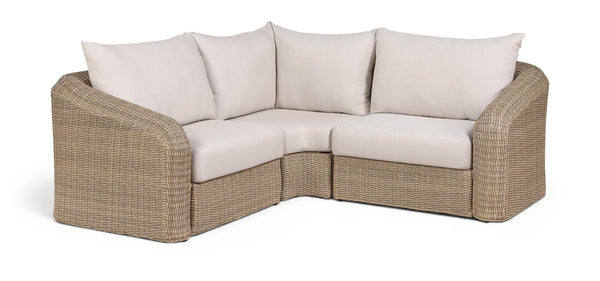Meridian Furniture Seacrest Outdoor Modular Sectional Wicker and Olefin Fabric Resort Patio Seating 55001Beige-Sec3A