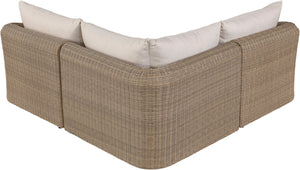 Meridian Furniture Seacrest Outdoor Modular Sectional Wicker and Olefin Fabric Resort Patio Seating 55001Beige-Sec3A