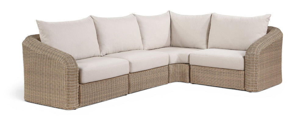 Meridian Furniture Seacrest Outdoor Modular Sectional Wicker Aluminum Frame Uv Resistant Olefin Fabric 55001Beige-Sec4A